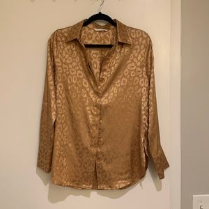 12th tribe jacquard long sleeve blouse with collar
